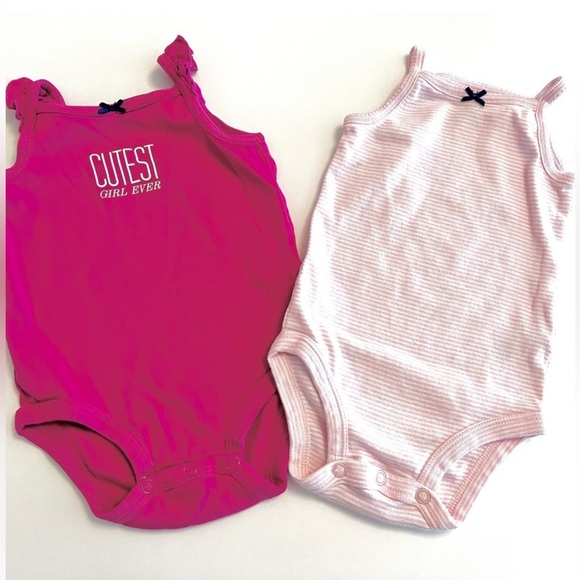 💫$6/ADD ON 💫 Carter's Pink and White Bodysuit SET Baby Girl 12 Months - LIKE NEW - Picture 5 of 5